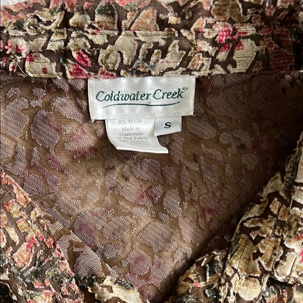 Coldwater Creek Semi Sheer Multicolor Long Sleeve Button up - Picture 2 of 4